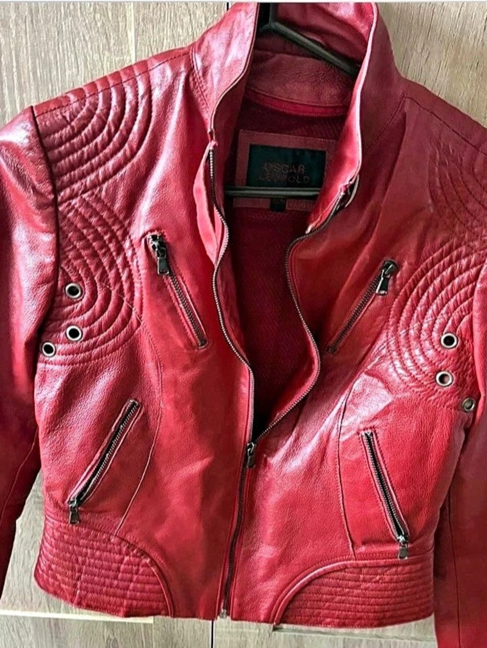 Red leather Motorcycle Jacket